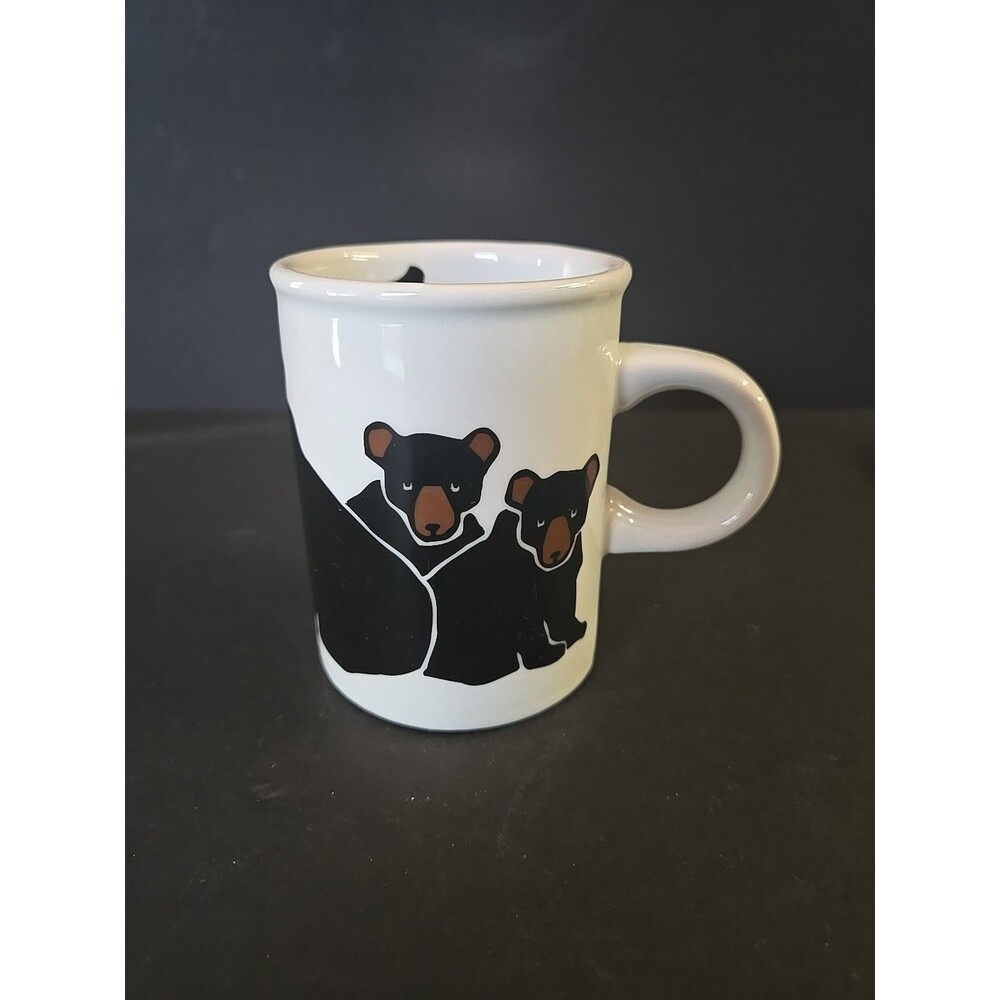 Vintage Marc Tetro Mug Momma Bear w/ Cubs Coffee Tea Pop Art Wildlife Graphic 4"